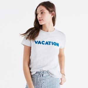 MADEWELL Embroidered Vacation Tee NWT medium- Santorini sea